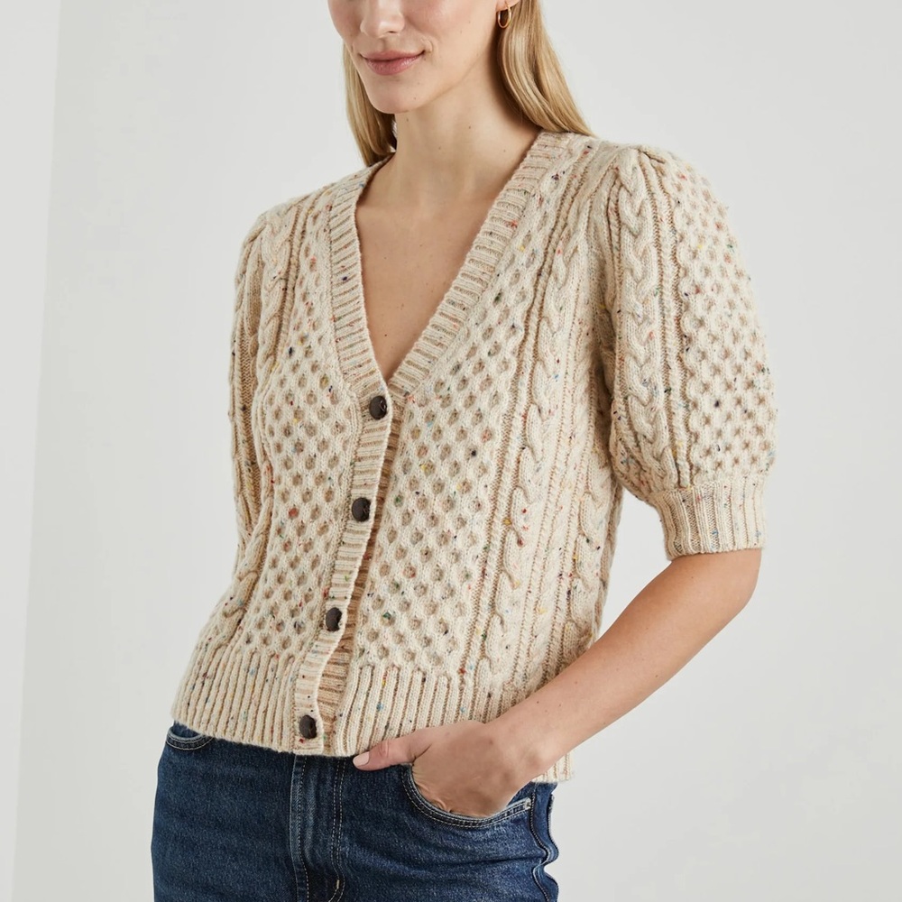 Rails Cream Cable Knit Cardigan